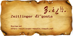 Zeitlinger Ágosta névjegykártya